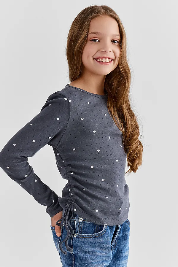 Джемпер для девочек MARK FORMELLE, горошек на графитовом - фото 1