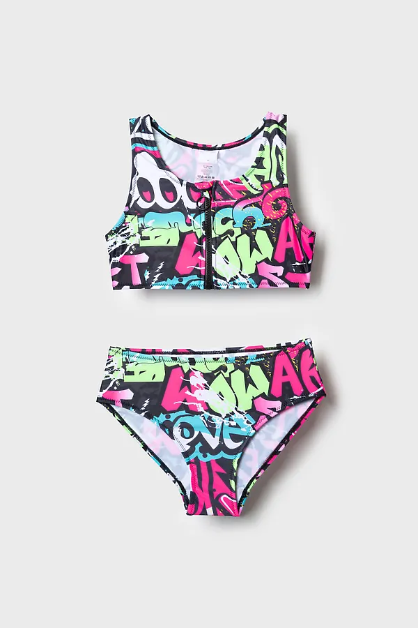 Купальный костюм трикотажный для девочек PLAYTODAY, разноцветный - фото 1