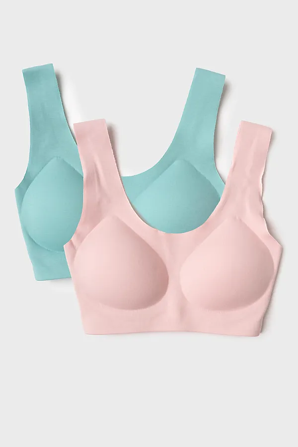 Топ (бра) трикотажный для девочек, 2 шт в комплекте PLAYTODAY, зеленый,светло-розовый - фото 1