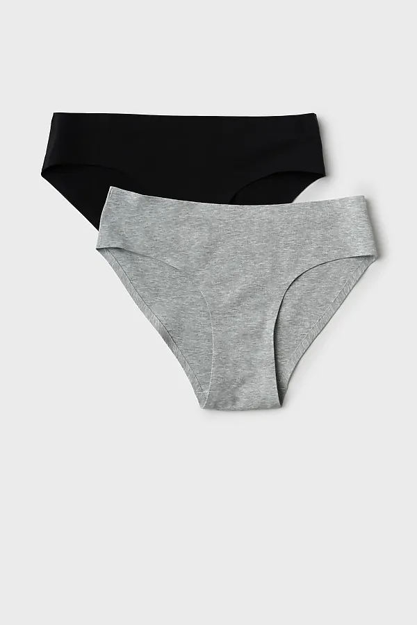 Трусы трикотажные для девочек, 2 шт в комплекте PLAYTODAY, черный,светло-серый - фото 1