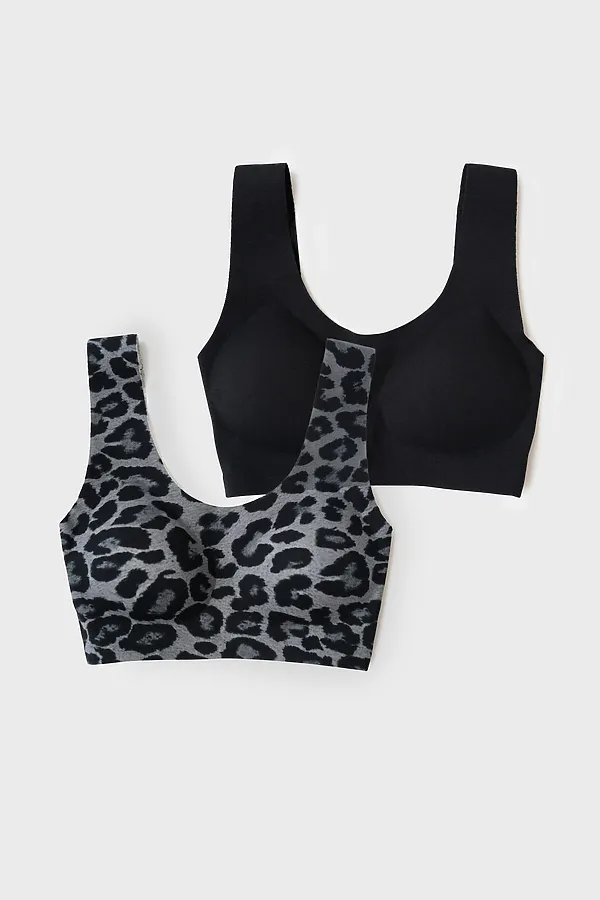 Топ (бра) трикотажный для девочек, 2 шт в комплекте PLAYTODAY, черный,серый - фото 1