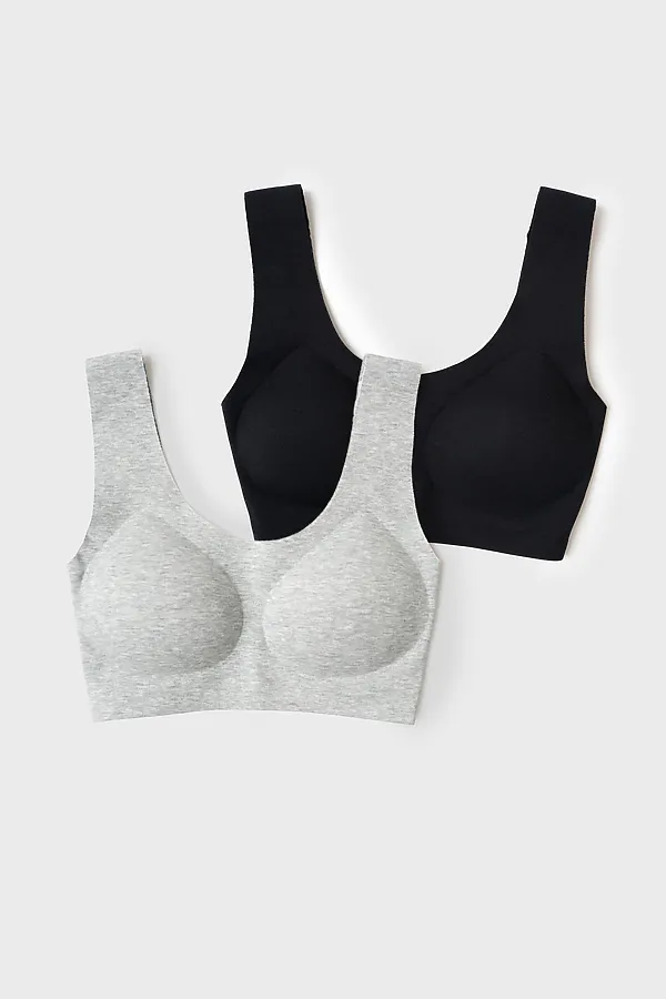 Топ (бра) трикотажный для девочек, 2 шт в комплекте PLAYTODAY, черный,серый - фото 1