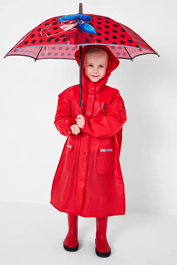Плащ из полимерного материала для девочек (дождевик) PLAYTODAY, красный - фото 1