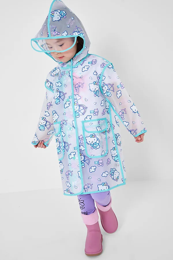 Плащ из полимерного материала для девочек (дождевик) PLAYTODAY, разноцветный - фото 1