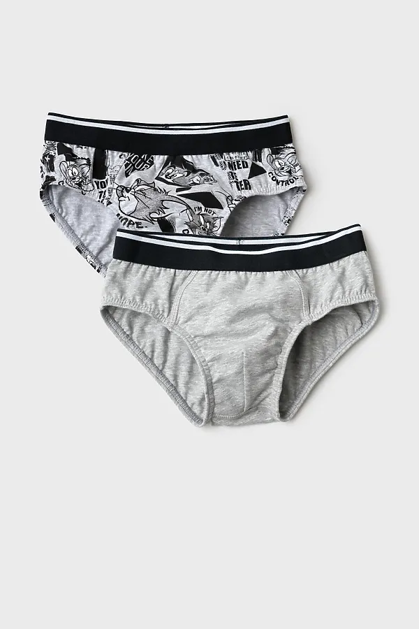 Трусы трикотажные для мальчиков - брифы, 2 шт в комплекте PLAYTODAY, серый меланж,белый,черный - фото 1