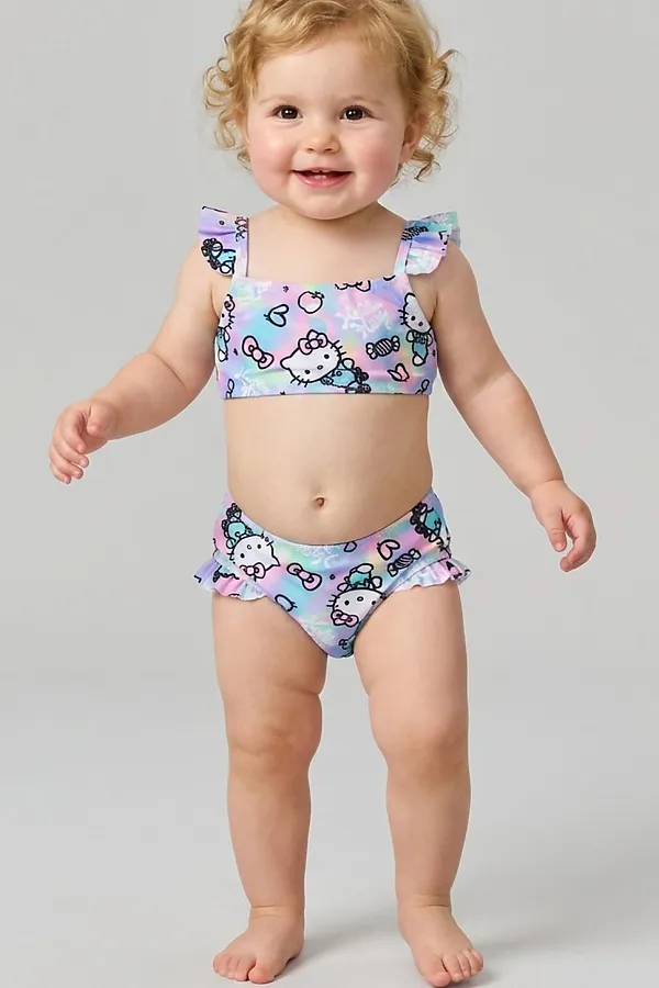 Купальный костюм детский трикотажный для девочек PLAYTODAY, разноцветный - фото 1