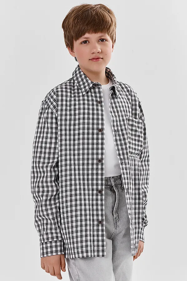 Рубашка для мальчиков MARK FORMELLE, черно -белая клетка - фото 1