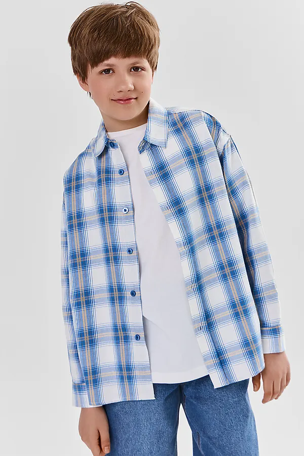 Рубашка для мальчиков MARK FORMELLE, синяя клетка - фото 1