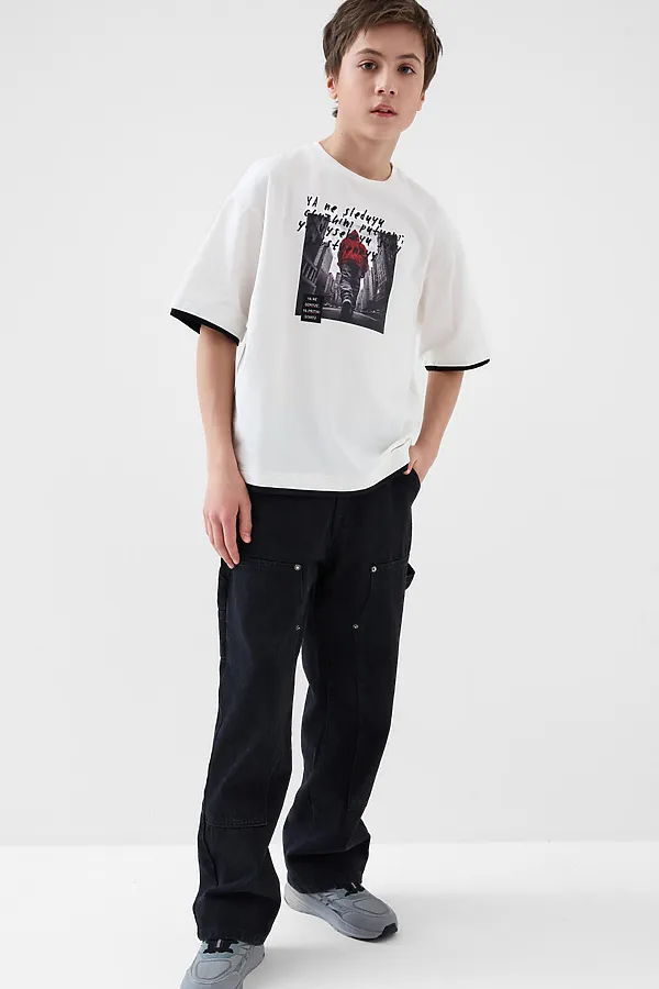 Фуфайка трикотажная для мальчиков (футболка) PLAYTODAY, белый - фото 1