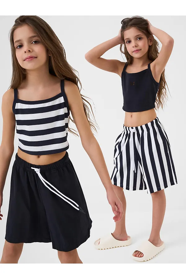 Шорты трикотажные для девочек, 2 шт в комплекте PLAYTODAY, темно-серый,белый - фото 1