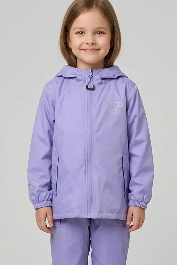 Куртка водонепроницаемая с полиуретановым покрытием для девочек PLAYTODAY, сиреневый - фото 1