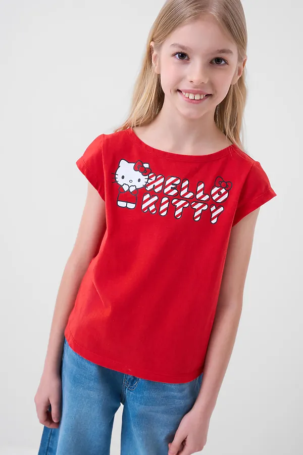 Фуфайка трикотажная для девочек (футболка) PLAYTODAY, красный - фото 1