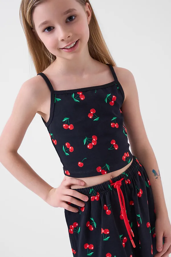 Комплект трикотажный для девочек: топ, шорты PLAYTODAY, разноцветный - фото 1