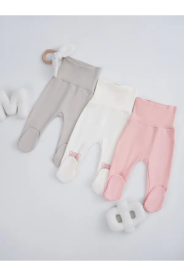 Ползунки детские (3шт.) MARK FORMELLE, молочный +серо-коричневый +серебр.розовый +печать - фото 1