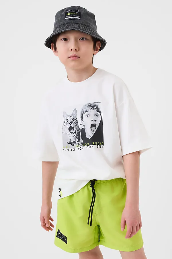 Шорты текстильные плавательные для мальчиков, средней длины PLAYTODAY, светло-зеленый - фото 1