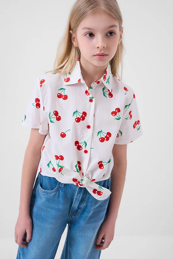 Рубашка текстильная для девочек PLAYTODAY, разноцветный - фото 1
