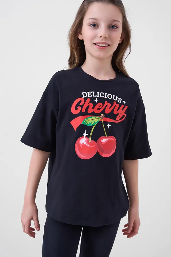 Комплект трикотажный для девочек: фуфайка (футболка), брюки (легинсы) PLAYTODAY, черный - фото 1