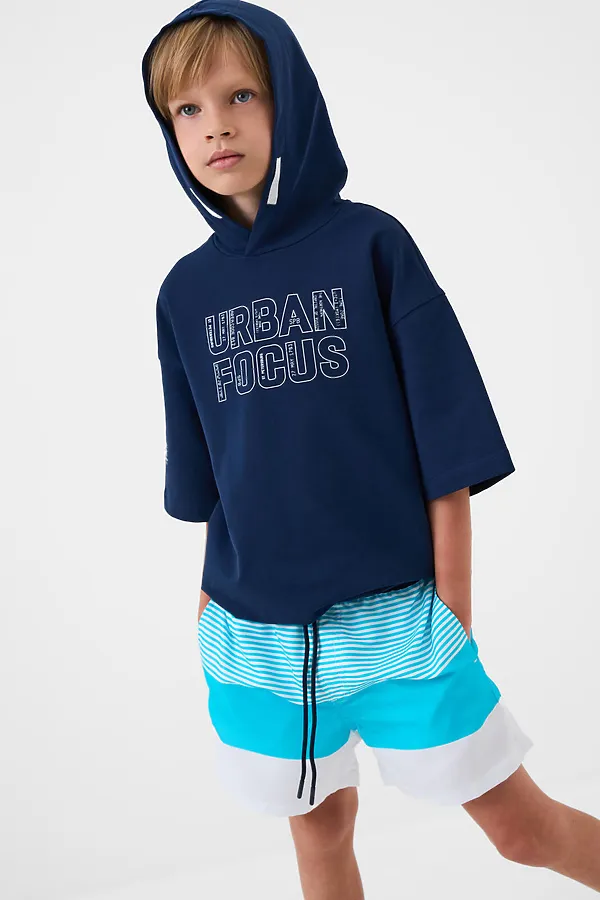 Шорты текстильные плавательные для мальчиков, средней длины PLAYTODAY, белый - фото 1