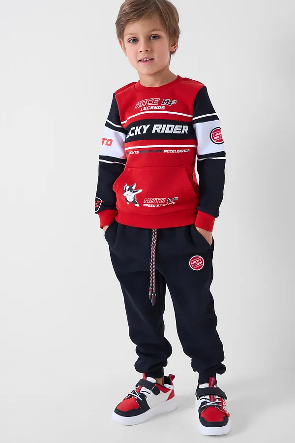 Толстовка трикотажная для мальчиков PLAYTODAY, черный,белый,красный - фото 1