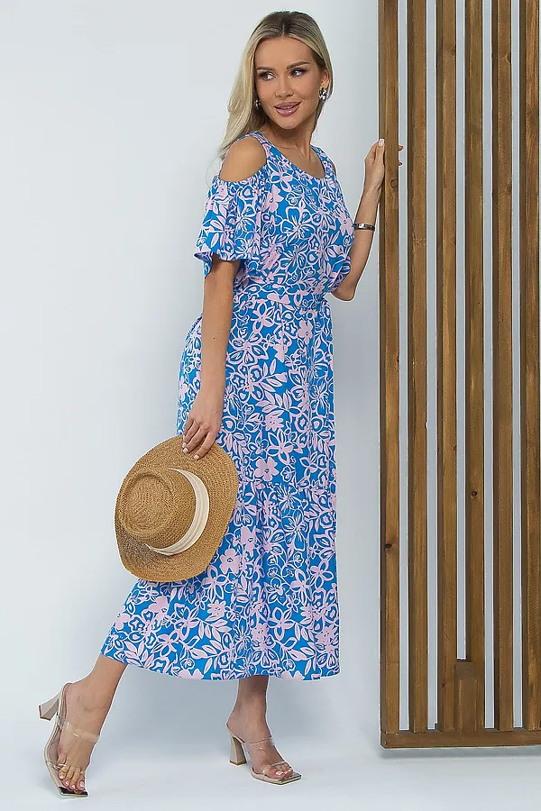 Платье Марианна LADY TAIGA, сине-розовое - фото 1