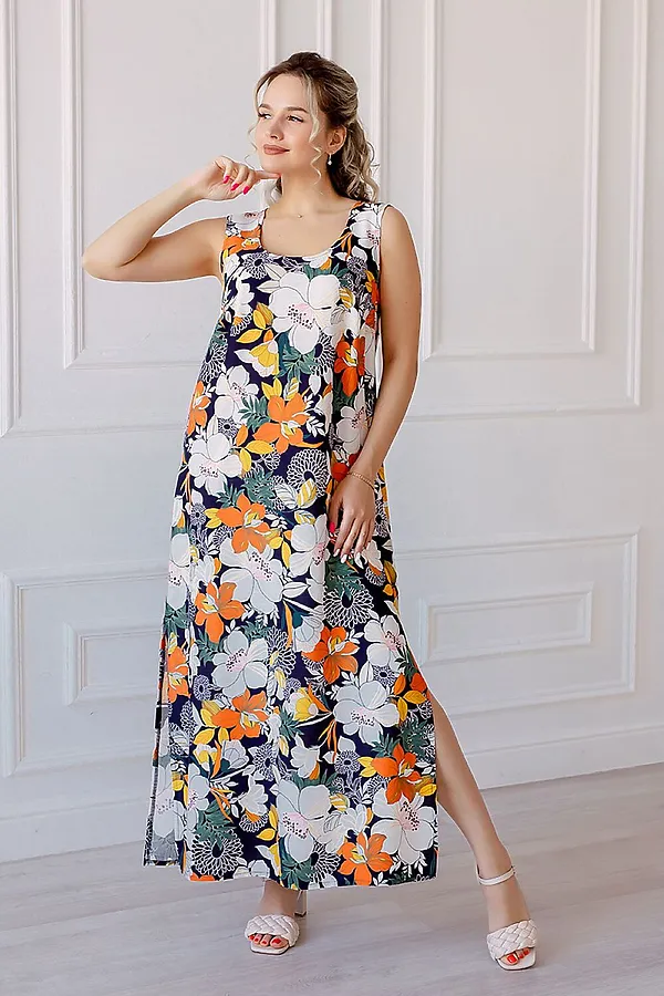 Платье Пион Премиум НАТАЛИ, синий - фото 1