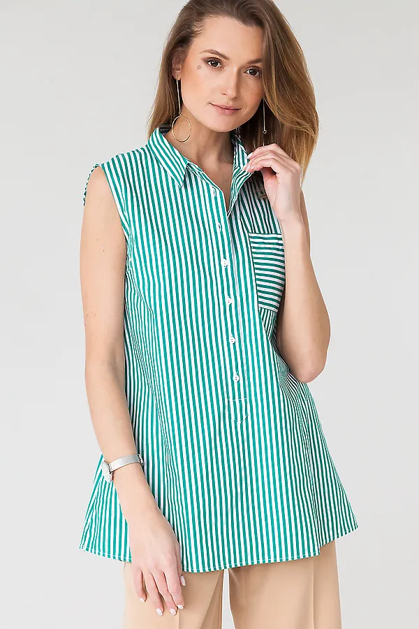 Блуза VILATTE, белый-зеленый - фото 1