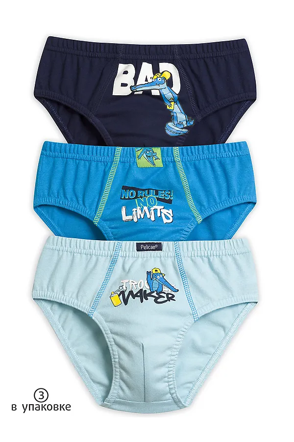 Трусы 3 шт. PELICAN, голубой/темно-синий/синий - фото 1
