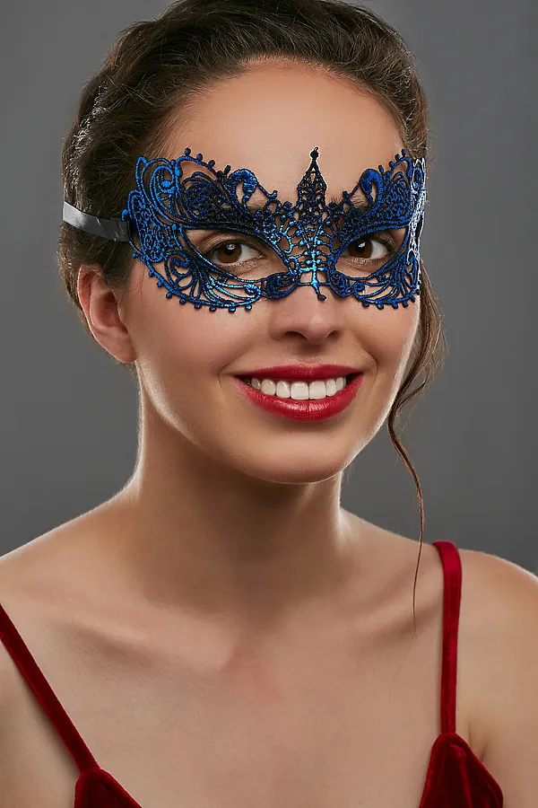 Маска венецианская "Королева Испании" LA MASCARADE, синий, черный - фото 1