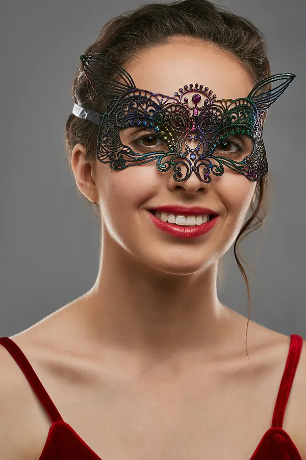 Маска венецианская "Черная пантера" LA MASCARADE, синий, зеленый, красный - фото 1