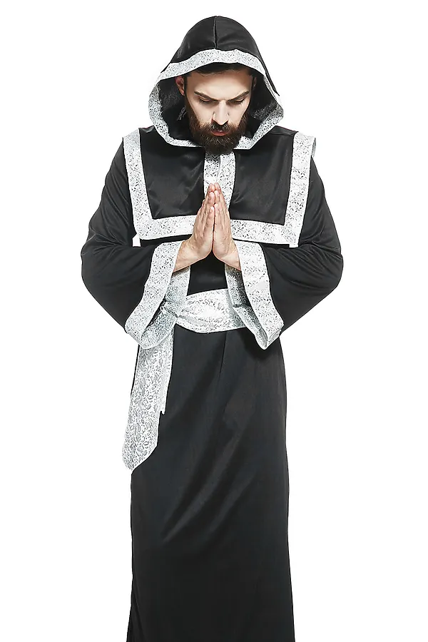 Костюм монаха LA MASCARADE, черный, серебристый - фото 1