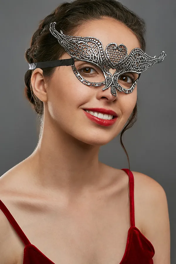 Маска венецианская "Сердце ангела" LA MASCARADE, серебристый, черный - фото 1