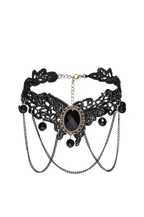 Чокер Страсть Акаши с подвесками в готическом стиле Nothing But Love, черный, серо-коричневый - фото 1