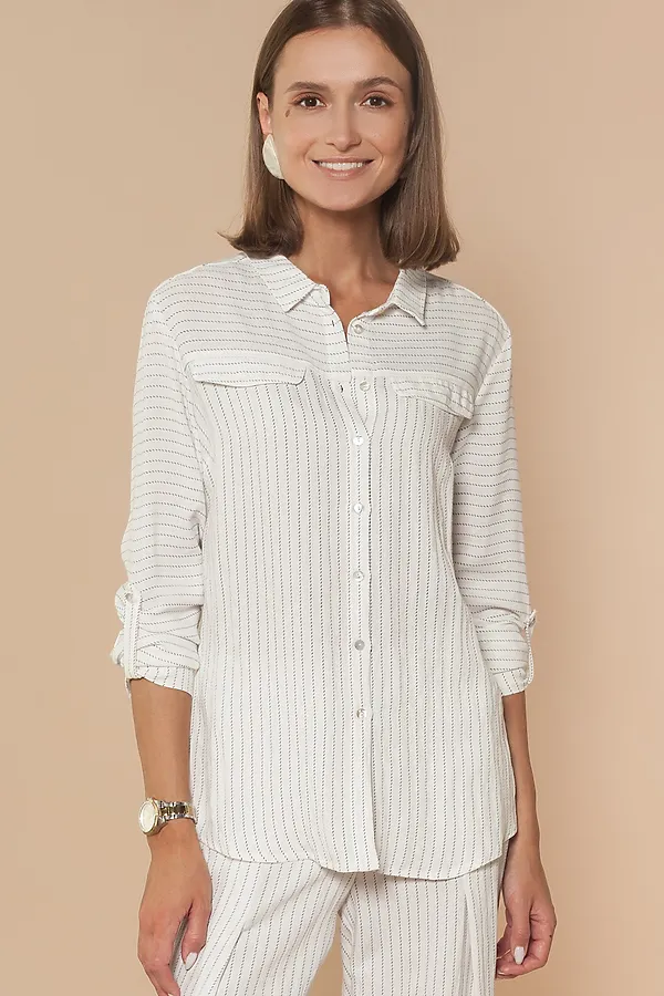 Блуза VILATTE, белый-синий - фото 1