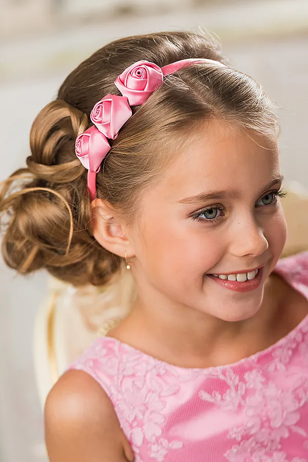 Ободок 6 шт. ALOLIKA, 3 розочки розовый - фото 1