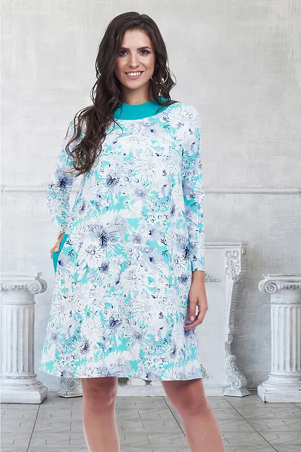 Платье BELLOVERA, белый, бирюза - фото 1