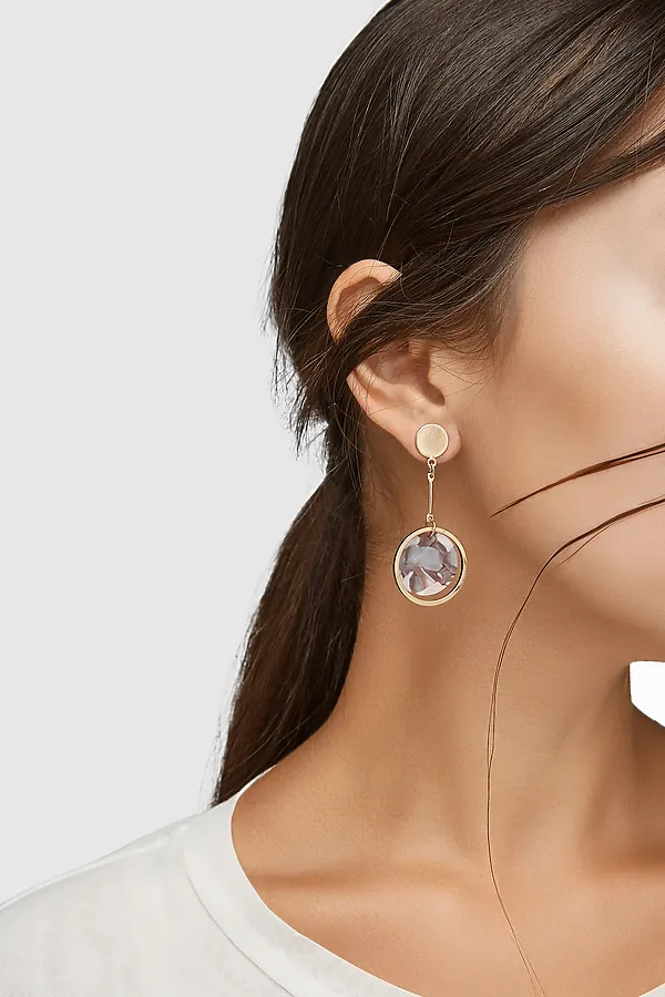Серьги Nothing Shop, золотистый, фиолетовый - фото 1