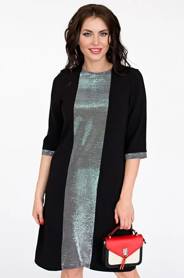 Платье РАЗНЫЕ БРЕНДЫ, черный, серебро - фото 1