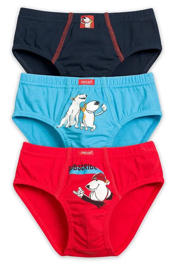 Трусы 3 шт. PELICAN, красный/голубой/темно-синий - фото 1