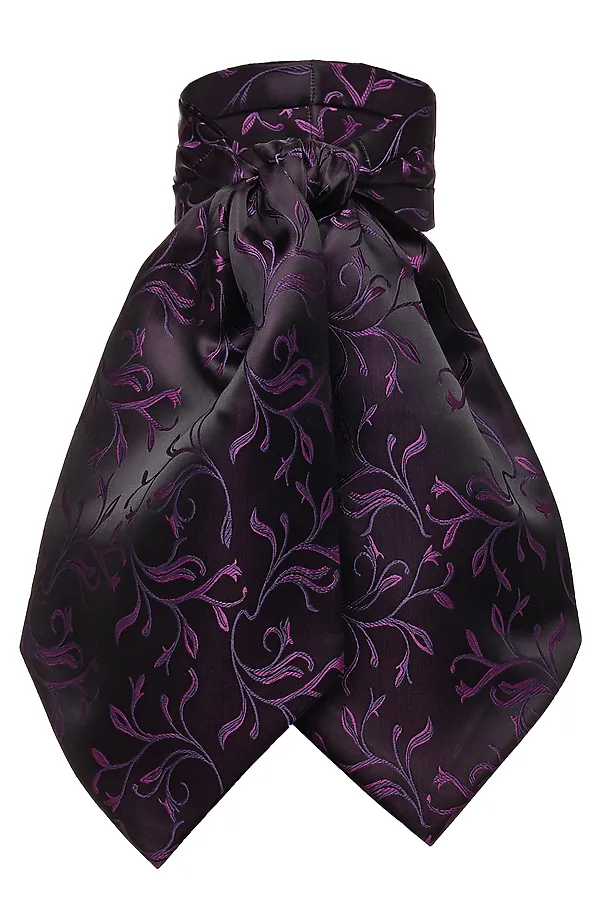 Галстук Аскот SIGNATURE, черный, фиолетовый - фото 1