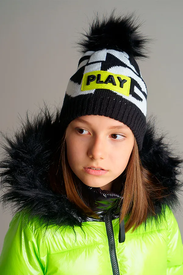 Шапка PLAYTODAY, черный, белый - фото 1