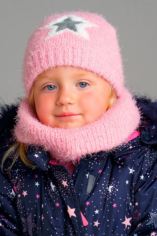 Комплект (Шапка+Снуд) PLAYTODAY, светло-розовый - фото 1