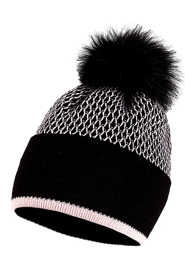 Шапка ESLI, черный-розовый - фото 1
