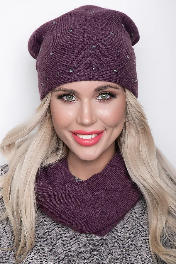 Комплект Лурия  (Шапка+снуд) BELLOVERA, сливовый - фото 1