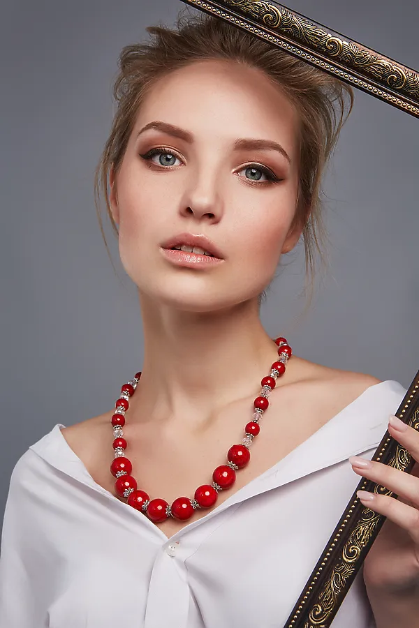 Бусы "Зевана" Nothing But Love, красный, серебристый, прозрачный - фото 1