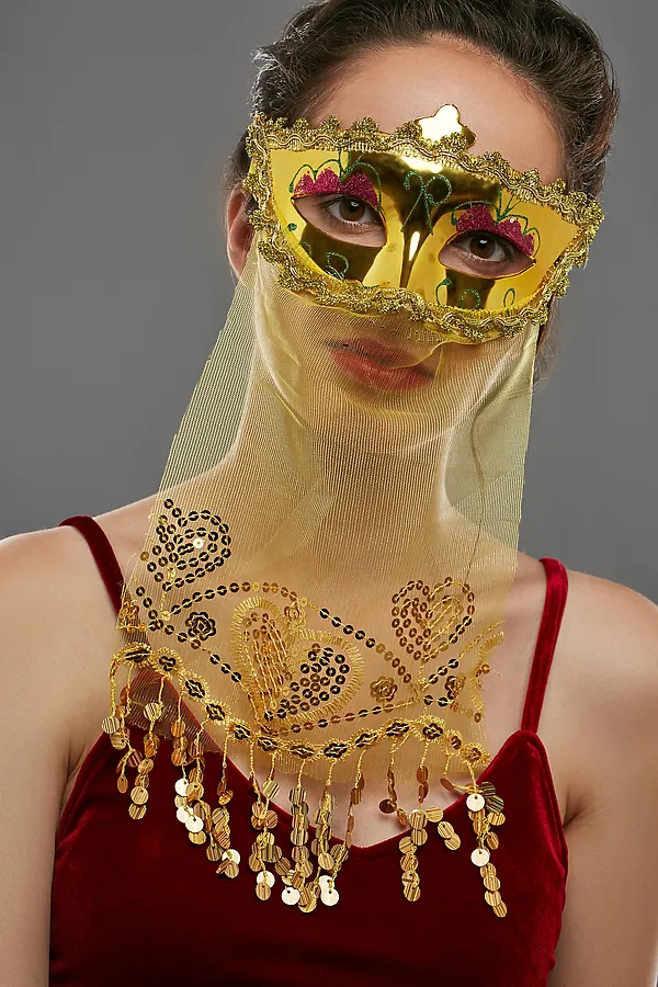 Маска венецианская "Арабские ночи" LA MASCARADE, желтый, сиреневый, золотистый - фото 1
