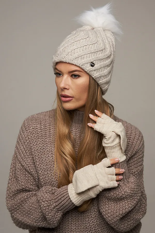 Варежки-митенки VAY, св.бежевый - фото 1