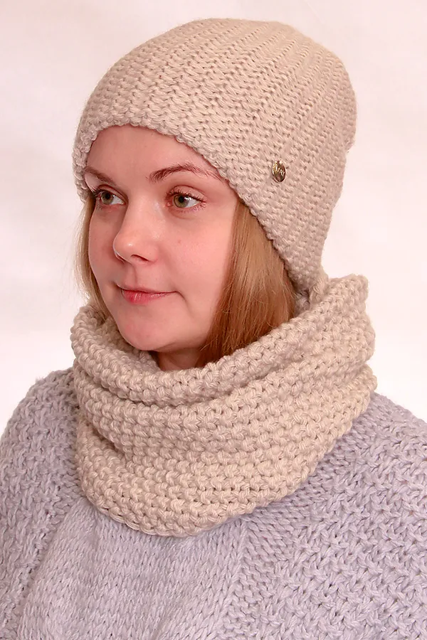 Комплект(Шапка+снуд) VAY, св.беж - фото 1