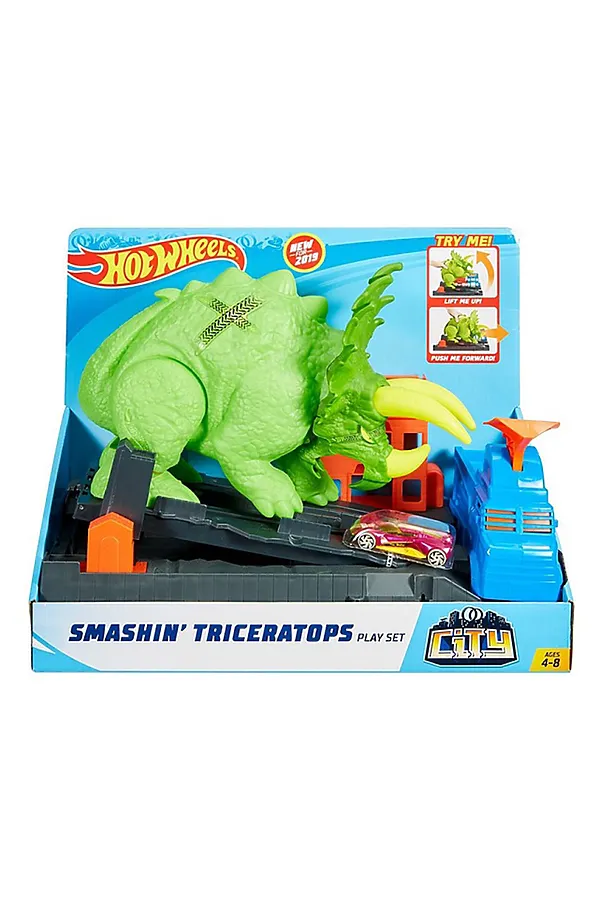 Hot Wheels Сити Игровой набор "Разгневанный трицератопс" MATTEL, мультиколор - фото 1