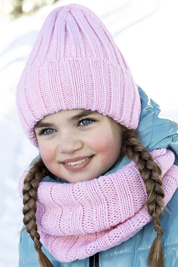 Комплект шапка и снуд 12з14821 розовый NIKASTYLE, розовый - фото 1