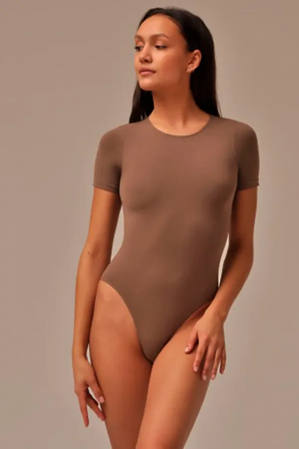 MY Боди женское BO293 BODY T-SHIRT (1/68) (wood (темно-бежевый) MY, wood (темно-бежевый) - фото 1